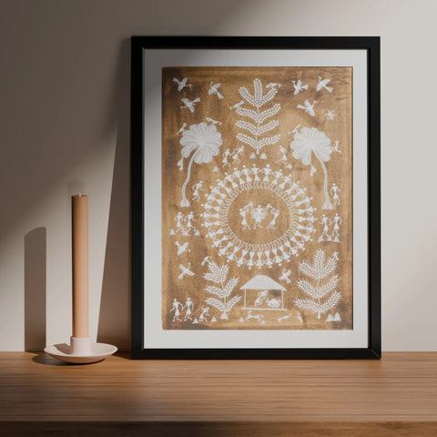 Warli Art, Dhol & Trumpet Playing, 16x22 - Eyaas