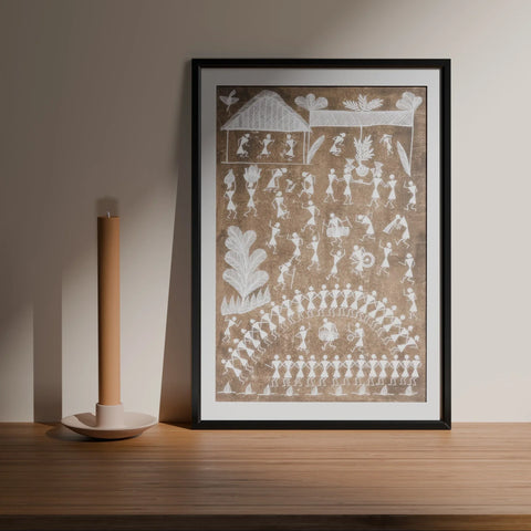 Warli Painting Music & Dance - 17x21 - Eyaas