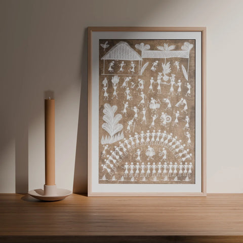 Warli Painting Music & Dance - 17x21 - Eyaas