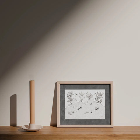 Warli Painting on Paper Hill Terrain 8x10 - Eyaas