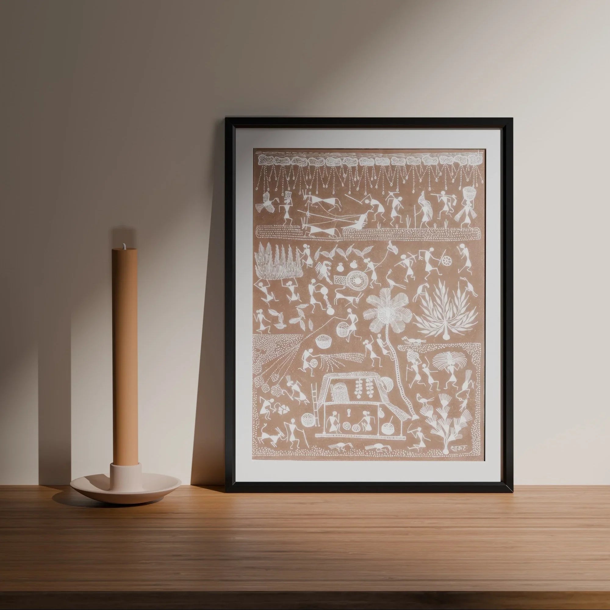 Warli Painting Village Scene - 15x18 - Eyaas
