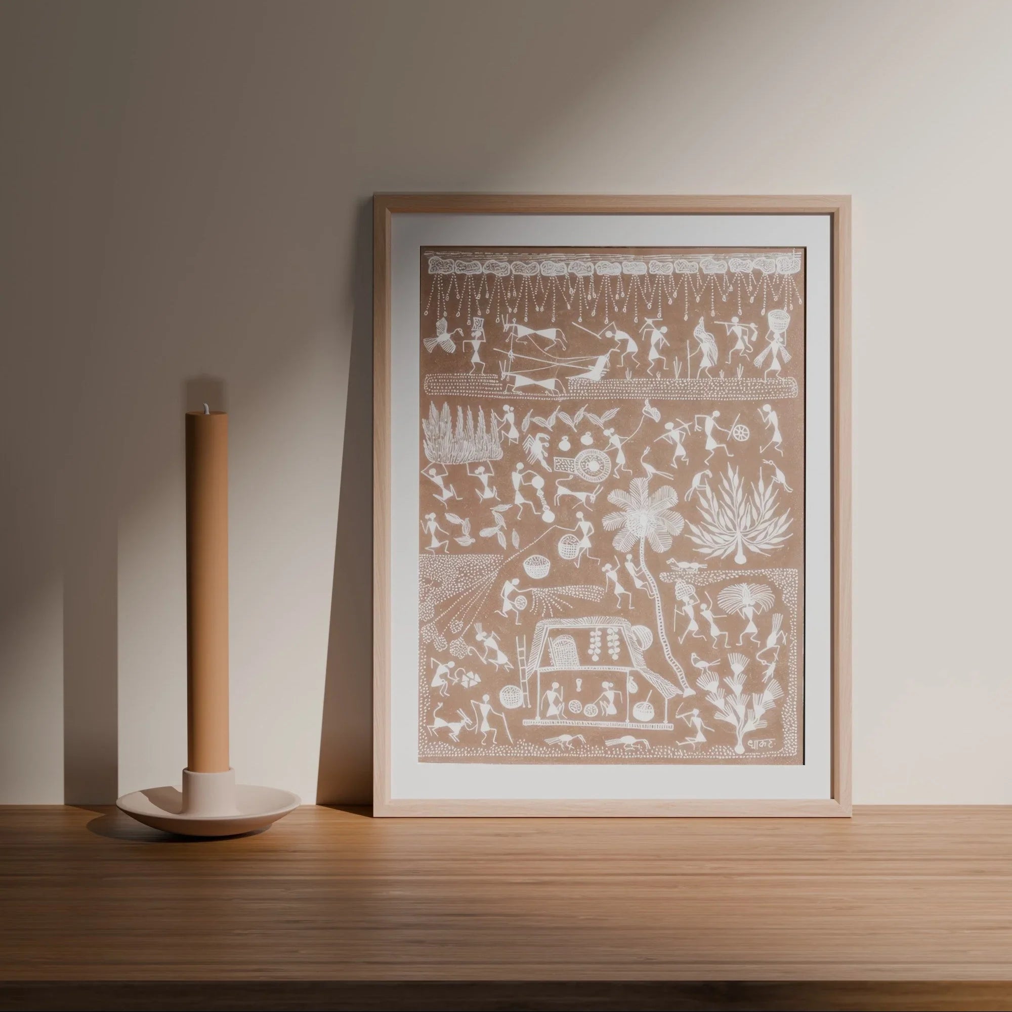 Warli Painting Village Scene - 15x18 - Eyaas