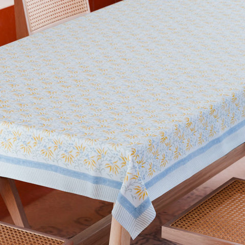 Blue & Yellow Floral Dining Table Cloth 6 Seater 60x90