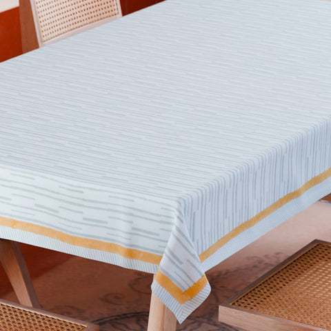 Grey Stripe Cotton Dining Table Cloth 6 Seater 60x90