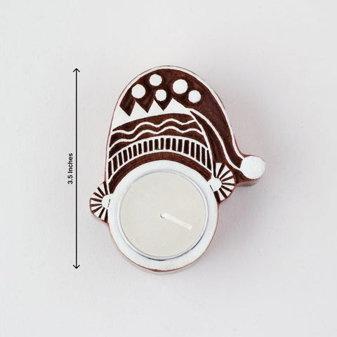 Elf Wooden Block Tea Light Holders Set of 2 - Eyaas