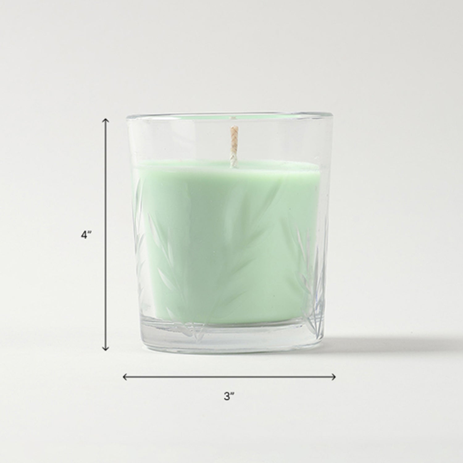 4 x 3 inches green apple scented soy wax candle dimensions shown for home decor and gifting purposes