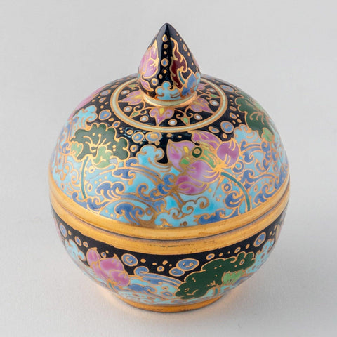 Handpainted Black Porcelain Casket 2x1.25 Inches - Eyaas