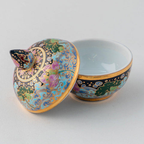 Handpainted Black Porcelain Casket 2x1.25 Inches - Eyaas
