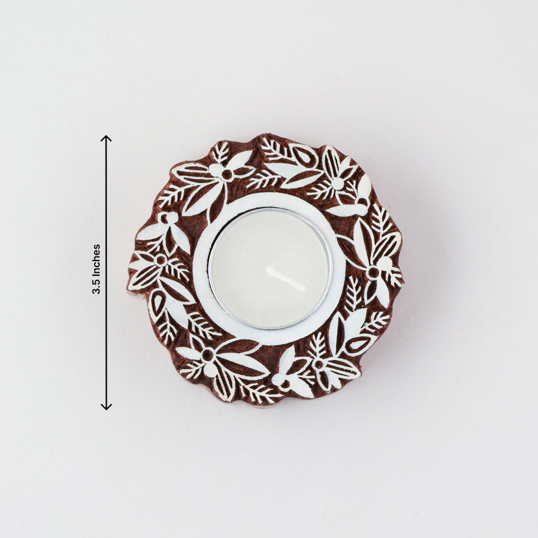 Wooden Block T-light Holder Santa's Booty - Set of 4