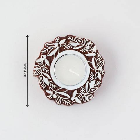 Wooden Block T-light Holder Santa's Booty - Set of 4