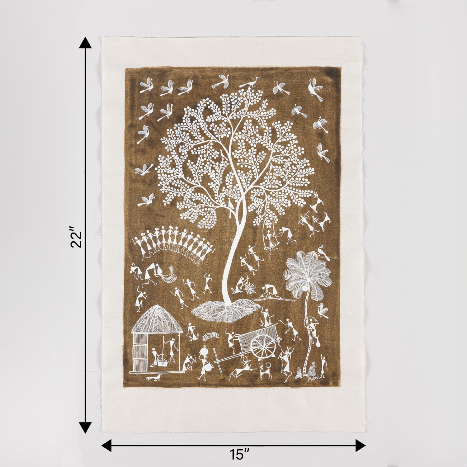 Warli Painting Tree of Life - 15x22 Unframed