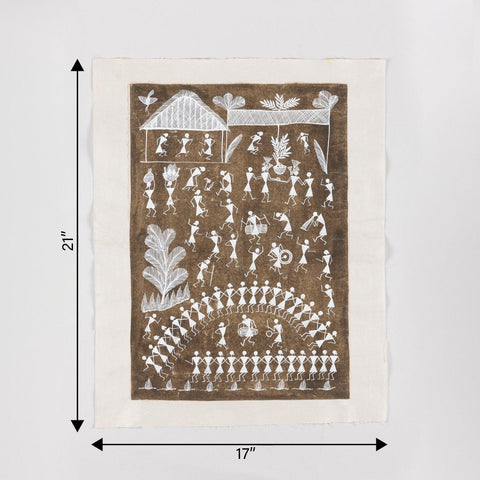 Warli Painting Music & Dance - 17x21 - Eyaas