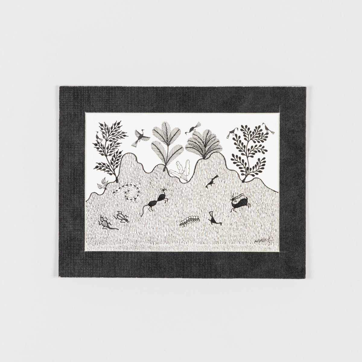 Warli Painting on Paper Hill Terrain 8x10 Unframed