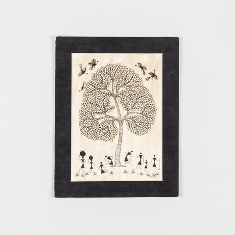 Warli Painting on Paper Tree of Life 8x10 Unframed
