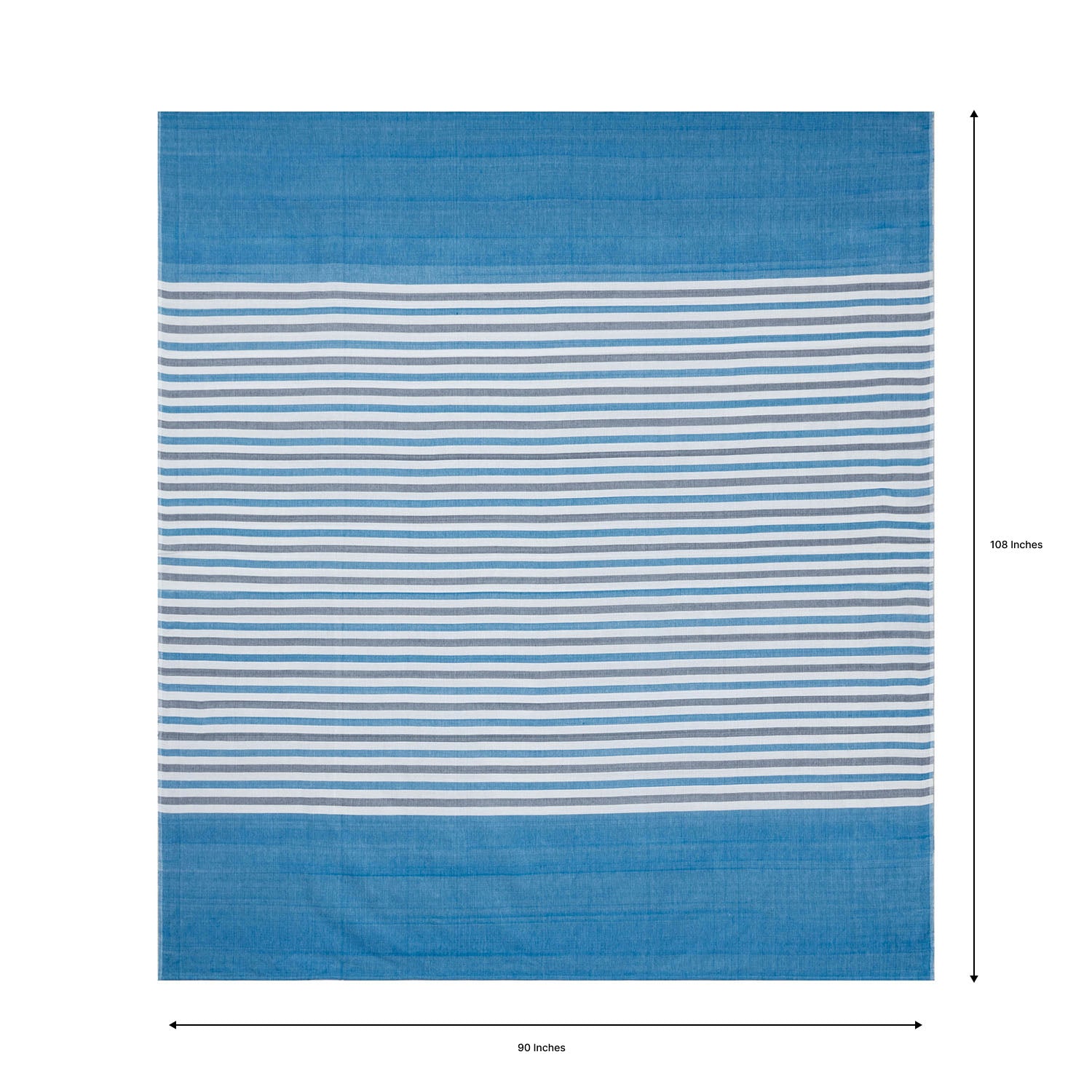 Hand Woven Striped Bed Cover with Pillow Cover in Blue & White - 90x108