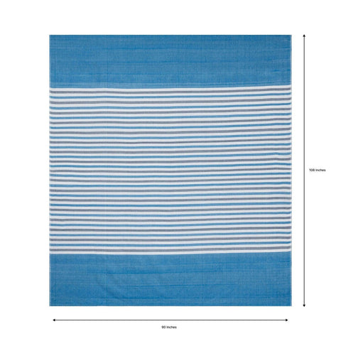 Striped King-size Bed Cover with Pillow Cover, Blue - Eyaas
