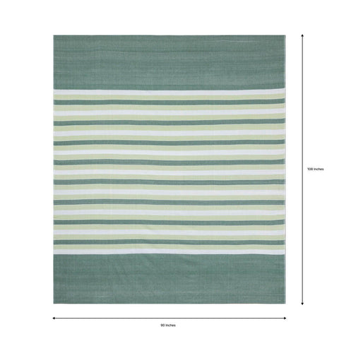 Striped King-size Bed Cover & Pillow Cover, Moss Green - Eyaas