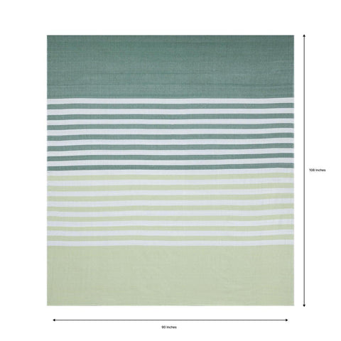 Striped King-size Bed Cover & Pillow Cover, Lime Green - Eyaas