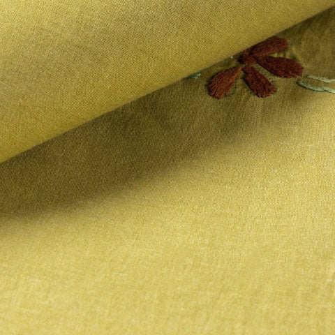Hand Embroidered Single Bed Cover - Olive/Brown - Eyaas