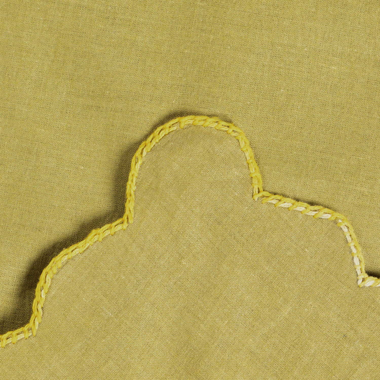 Hand Embroidered Single Bed Cover - Olive/Brown