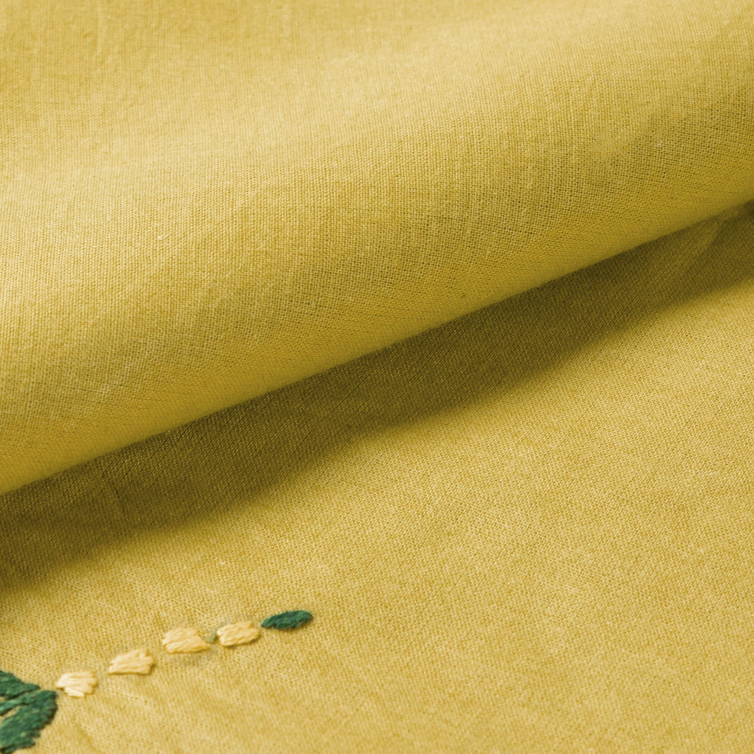 Hand Embroidered Single Bed Cover - Olive/Pink
