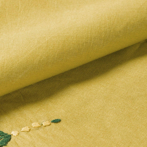 Hand Embroidered Single Bed Cover - Olive/Pink - Eyaas