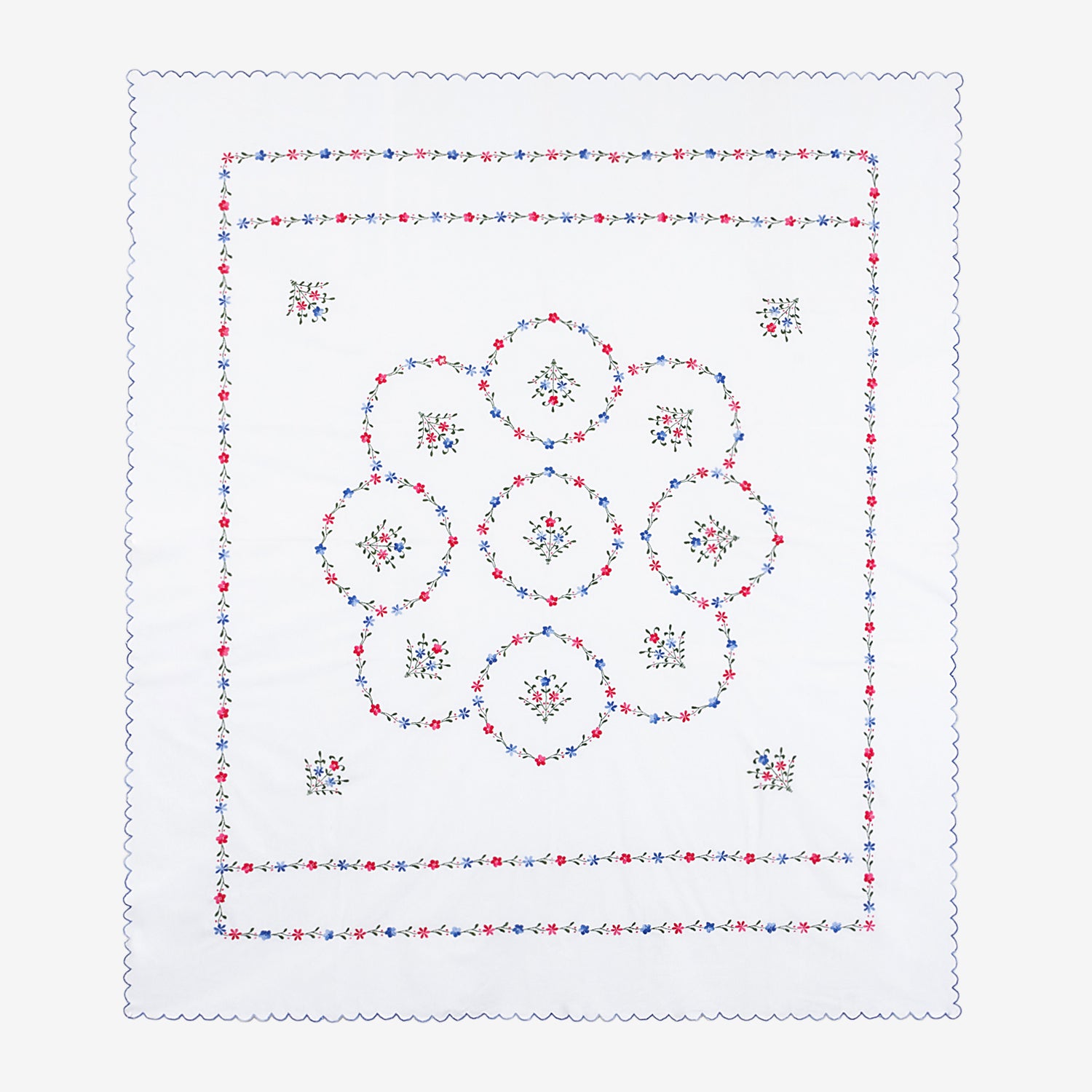 Hand Embroidered Bed Cover - White