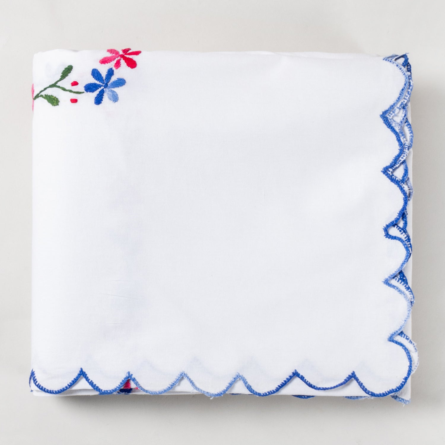Hand Embroidered Bed Cover - White