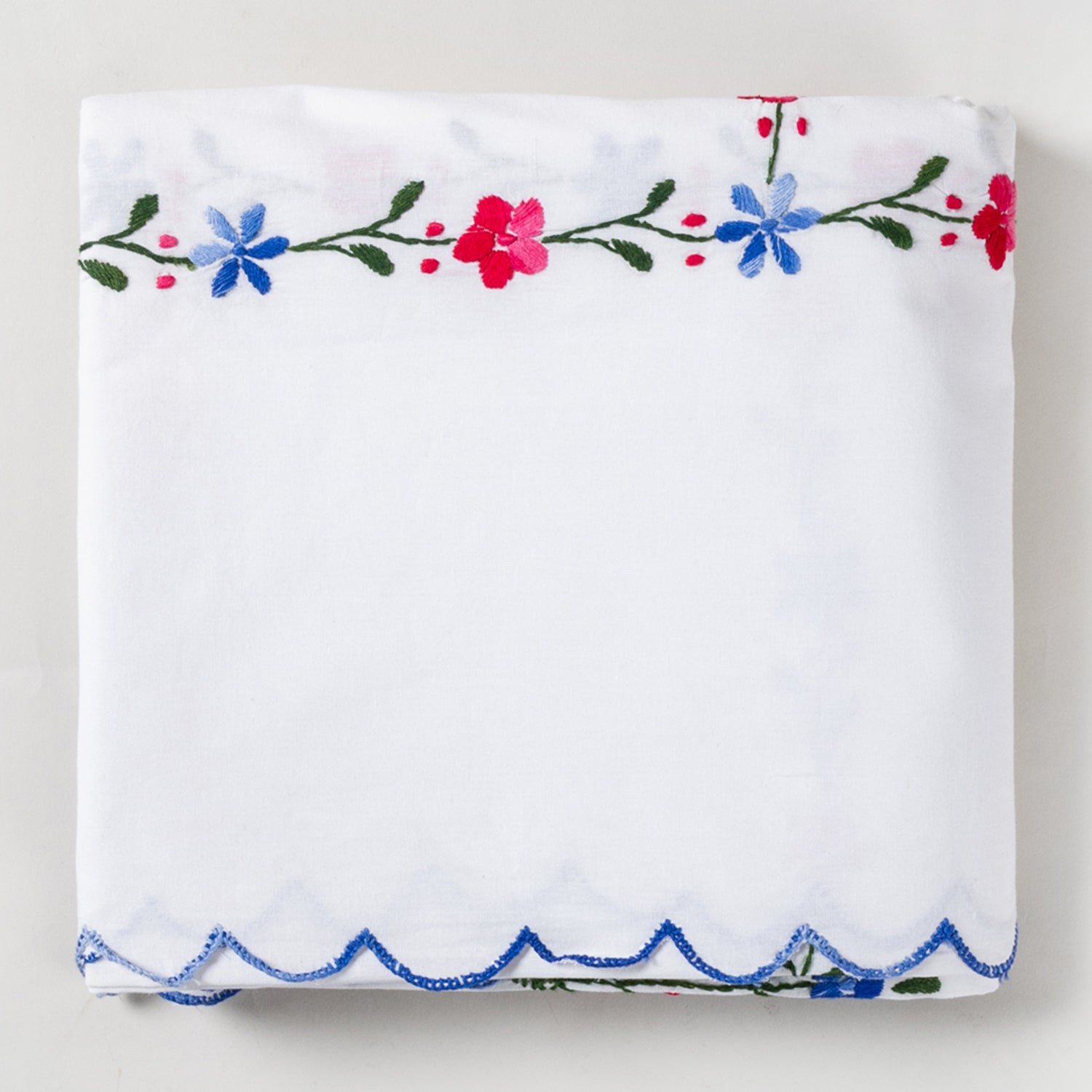 Hand Embroidered Bed Cover - White