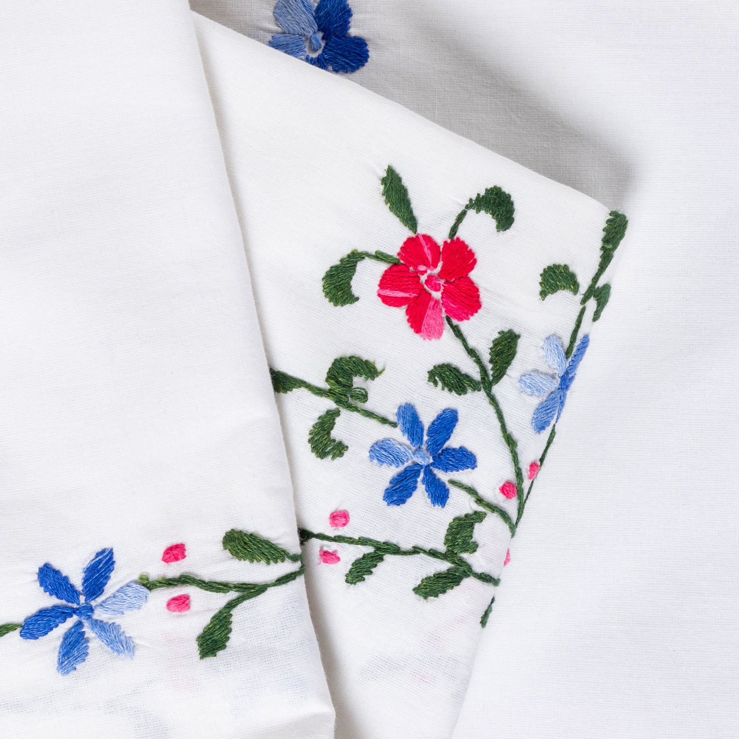 Hand Embroidered Bed Cover - White