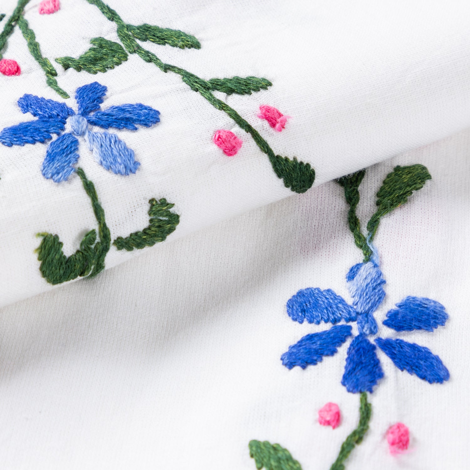 Hand Embroidered Bed Cover - White