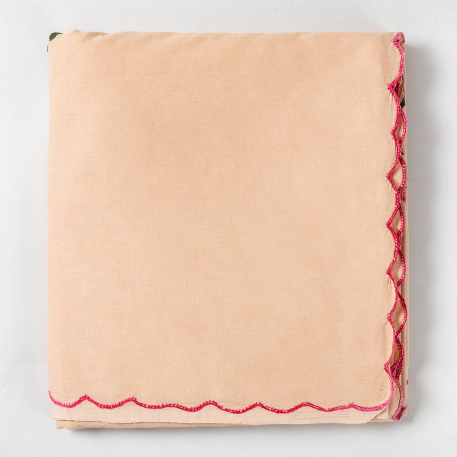 Hand Embroidered Bed Cover - Peach