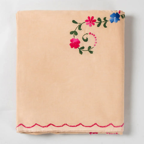 Hand Embroidered Bed Cover - Peach - Eyaas