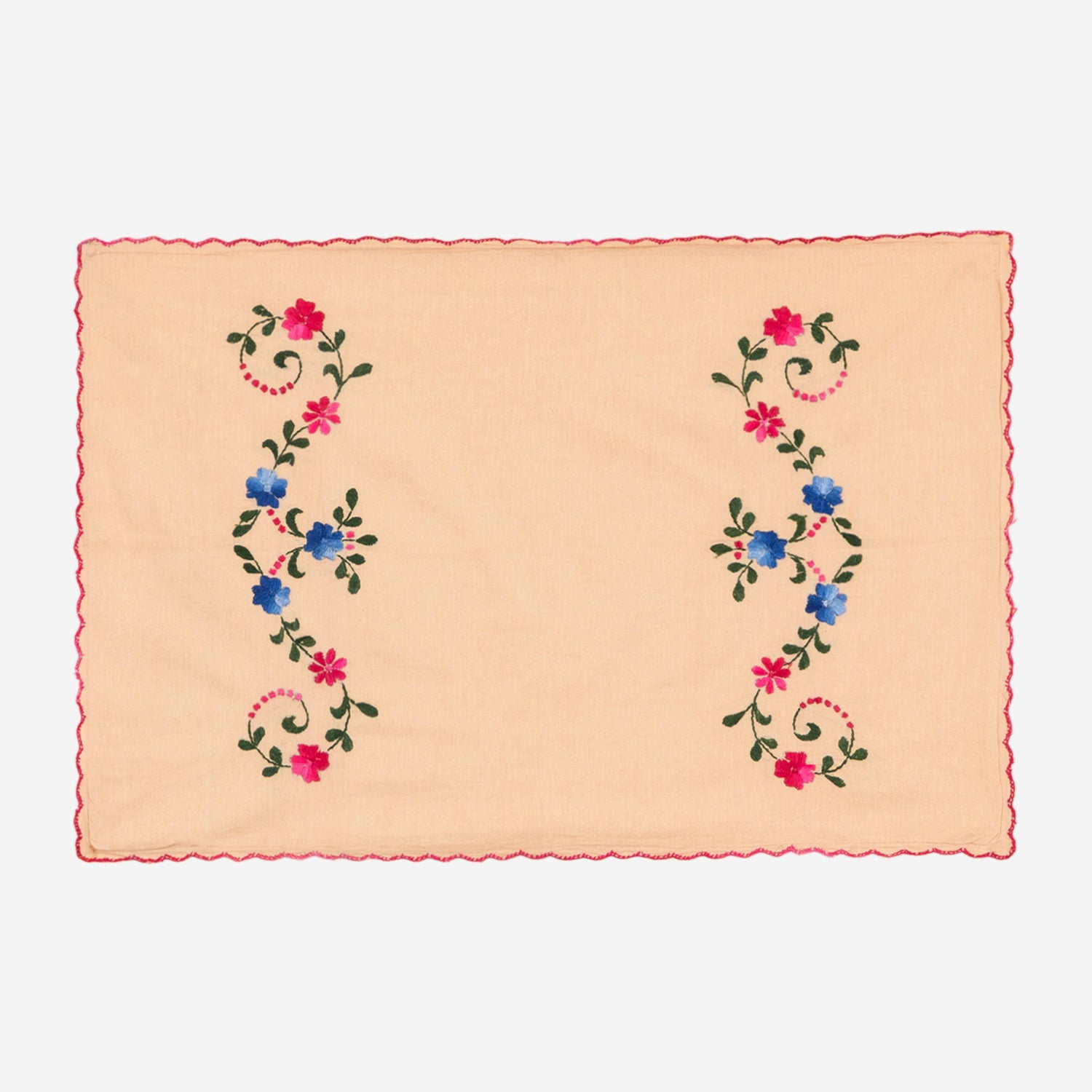 Hand Embroidered Bed Cover - Peach