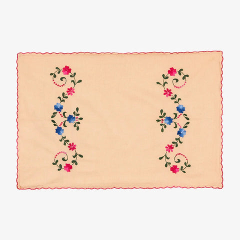 Hand Embroidered Bed Cover - Peach - Eyaas