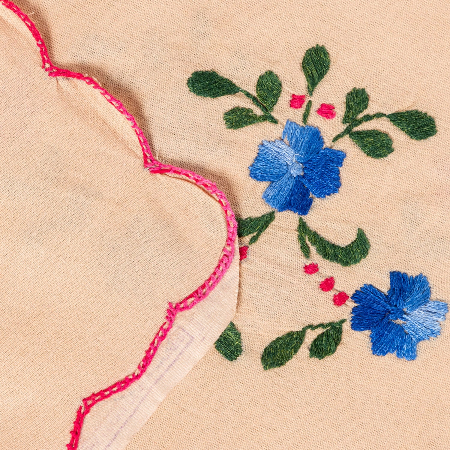 Hand Embroidered Bed Cover - Peach