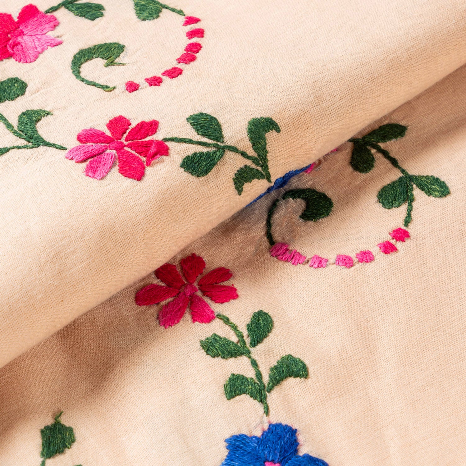Hand Embroidered Bed Cover - Peach