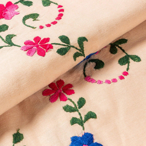 Hand Embroidered Bed Cover - Peach - Eyaas
