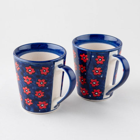 Blue Floral Ceramic Coffee Mug - Set of 2 (Large) - Eyaas