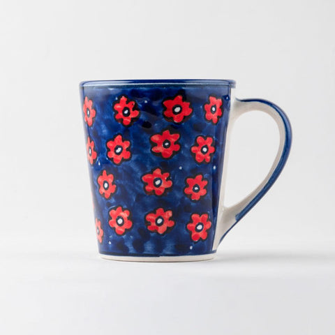 Blue Floral Ceramic Coffee Mug - Set of 2 (Large) - Eyaas