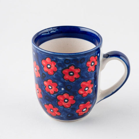 Blue Floral Ceramic Mugs, Set of 2, 3x3.75 inches - Eyaas
