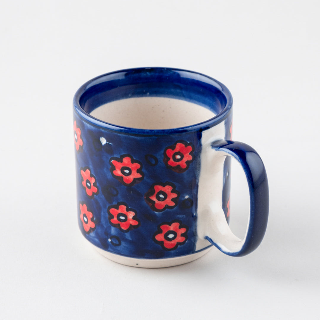 Blue Floral Ceramic Coffee Mug - Set of 2 (Small)