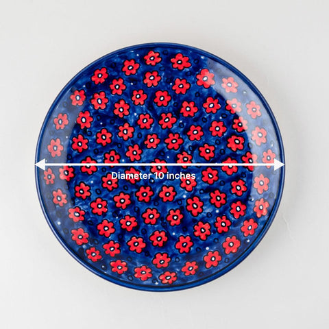 Floral Ceramic Dinner Plate 10 Inch Set of 2, Blue - Eyaas
