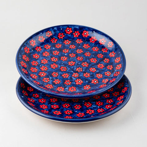 Floral Ceramic Dinner Plate 10 Inch Set of 2, Blue - Eyaas