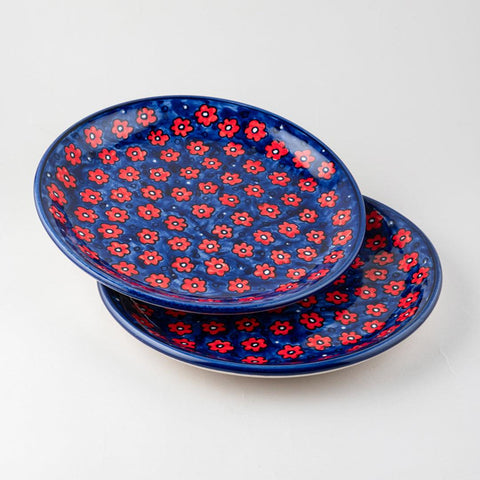 Floral Ceramic Dinner Plate 10 Inch Set of 2, Blue - Eyaas