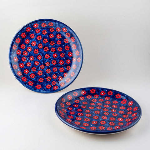 Floral Ceramic Dinner Plate 10 Inch Set of 2, Blue - Eyaas