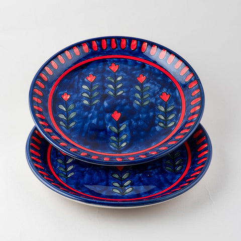 Blooming Plants Ceramic Dinner Plate Set of 2 - Eyaas