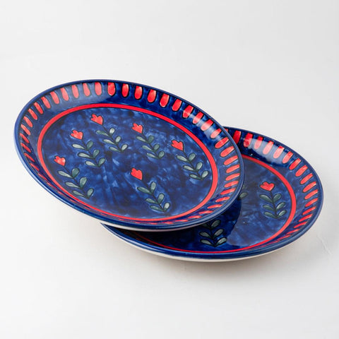 Blooming Plants Ceramic Dinner Plate Set of 2 - Eyaas