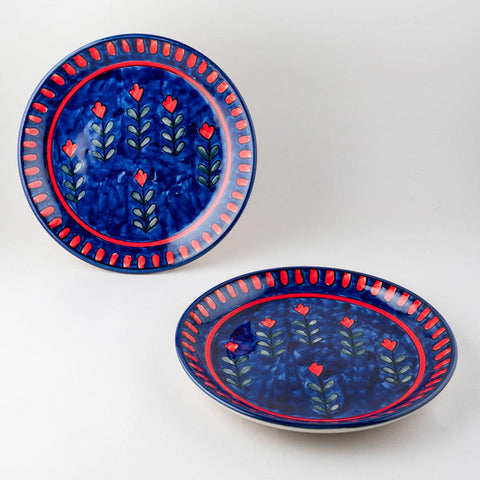 Blooming Plants Ceramic Dinner Plate Set of 2 - Eyaas