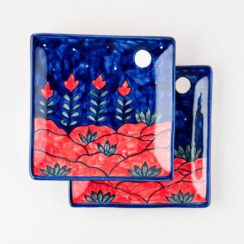 Mountain Ceramic Square Serving Platter Set of 2 - Eyaas